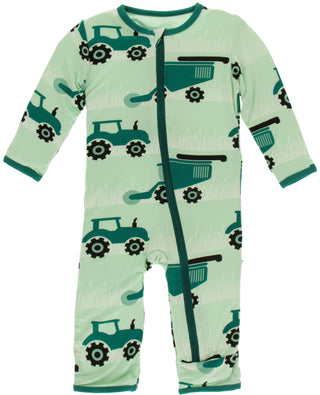 KicKee Pants Pistachio Tractors and Wheat Coverall with Zipper, KicKee Pants, CM22, Coverall, Coverall with Zipper, Coveralls, Fitted Coverall, KciKee Coverall, KicKee, KicKee Agriculture, Ki