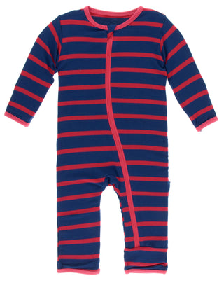 KicKee Pants Everyday Heroes Navy Stripe Coverall with Zipper, KicKee Pants, CM22, Coverall, Coverall with Zipper, Coveralls, Fitted Coverall, KciKee Coverall, KicKee, KicKee Coverall, KicKee