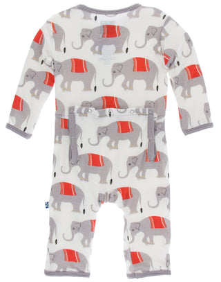 KicKee Pants Natural Indian Elephant Coverall with Zipper, Kickee Pants, Black Friday, cf-size-12-18-months, cf-type-coverall, cf-vendor-kickee-pants, CM22, Coverall, Coverall with Zipper, Cy