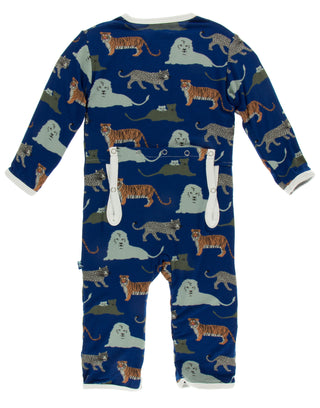 KicKee Pants Flag Blue Big Cats Coverall with Zipper, KicKee Pants, CM22, Coverall, Coverall with Zipper, KicKee, KicKee Pants, KicKee Pants Coverall, KicKee Pants Coverall with Zipper, KicKe