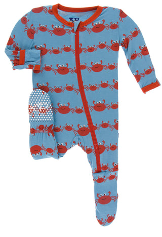 KicKee Pants Blue Moon Crab Family Footie with Zipper, KicKee Pants, CM22, Footie with Zipper, KicKee, KicKee Footie, KicKee Footie with Zipper, KicKee Oceanography, KicKee Pants Blue Moon Cr