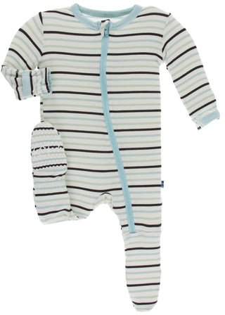 KicKee Pants Tuscan Afternoon Stripe Footie with Zipper, KicKee Pants, CM22, Footie, Footie with Zipper, KicKee, KicKee Pants, KicKee Pants Footie, KicKee Pants Footie with Zipper, KicKee Pan