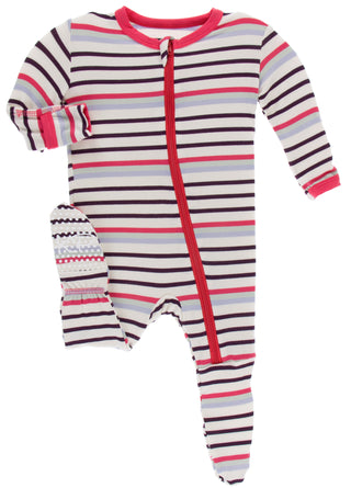 KicKee Pants Chemistry Stripe Footie with Zipper, KicKee Pants, cf-size-0-3-months, cf-size-3-6-months, cf-size-newborn, cf-type-footie, cf-vendor-kickee-pants, CM22, Footie, Footie with Snap