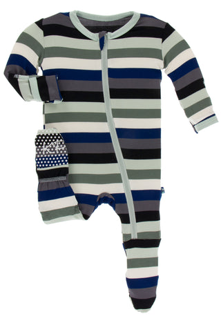 KicKee Pants Zoology Stripe Footie with Zipper, KicKee Pants, CM22, Els PW 5060, Footie with Zipper, KicKee, KicKee Footie, KicKee Footie with Zipper, KicKee Pants, KicKee Pants Footie, KicKe