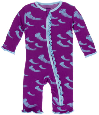 KicKee Pants Starfish Jellies Muffin Ruffle Coverall with Zipper, KicKee Pants, CM22, Coverall, Fitted Coverall, KicKee, KicKee Coverall, KicKee Pants, KicKee Pants Coverall, KicKee Pants Cov