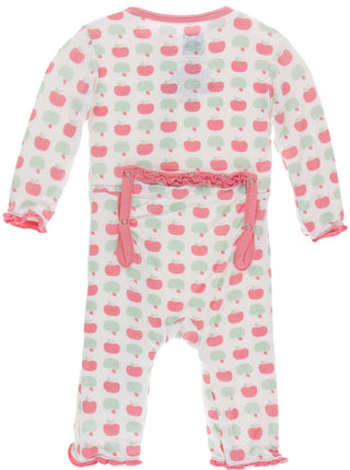 KicKee Pants Natural Apples Muffin Ruffle Coverall with Zipper, KicKee Pants, cf-size-12-18-months, cf-size-18-24-months, cf-type-coverall, cf-vendor-kickee-pants, CM22, Coverall, Coverall wi