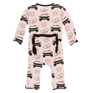 KicKee Pants Macaroon Law Enforcement Muffin Ruffle Coverall with Zipper, KicKee Pants, CM22, Coverall, Coverall with Zipper, Coveralls, Fitted Coverall, KciKee Coverall, KicKee, KicKee Cover