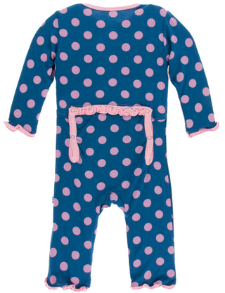 KicKee Pants Twilight Dot Muffin Ruffle Coverall with Zipper, KicKee Pants, CM22, Coverall, Coverall with Zipper, KicKee, KicKee Pants, KicKee Pants Anniversary Spring, KicKee Pants Coverall 