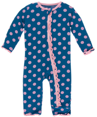 KicKee Pants Twilight Dot Muffin Ruffle Coverall with Zipper, KicKee Pants, CM22, Coverall, Coverall with Zipper, KicKee, KicKee Pants, KicKee Pants Anniversary Spring, KicKee Pants Coverall 