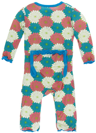 KicKee Pants Tropical Flowers Muffin Ruffle Coverall with Zipper, KicKee Pants, Black Friday, Brazil, CM22, Cyber Monday, Els PW 5060, Els PW 8258, End of Year, End of Year Sale, KicKee, KicK