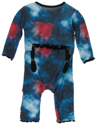 KicKee Pants Red Ginger Galaxy Muffin Ruffle Coverall with Zipper, KicKee Pants, cf-size-18-24-months, cf-type-muffin-ruffle-coverall, cf-vendor-kickee-pants, CM22, Coverall, Els PW 5060, Kic