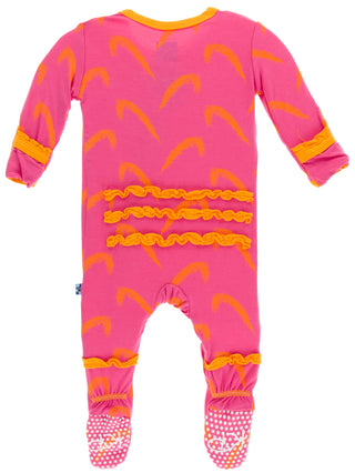 KicKee Pants Carnival Feathers Layette Classic Ruffle Footie with Zipper, KicKee Pants, Brazil, Carnival Feathers, CM22, Cyber Monday, Els PW 5060, Els PW 8258, End of Year, End of Year Sale,