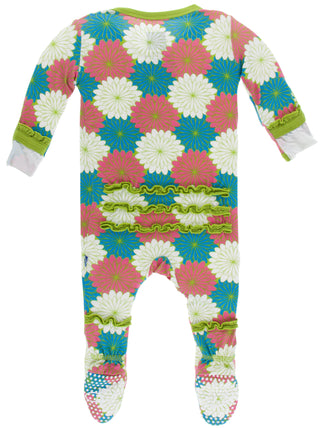 KicKee Pants Tropical Flowers Layette Classic Ruffle Footie with Zipper, KicKee Pants, Brazil, CM22, KicKee, KicKee Brazil, KicKee Pants, KicKee Pants Brazil, KicKee Pants Layette Classic Ruf