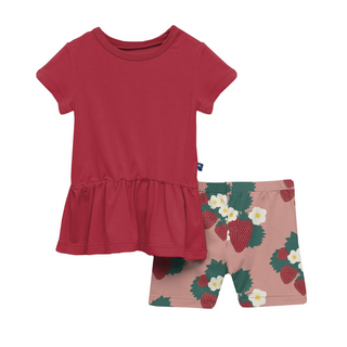 KicKee Pants Blush Strawberry Farm S/S Playtime Outfit Set, KicKee Pants, Blush Strawberry Farm, CM22, KicKee Pants, KicKee Pants Playtime Outfit Set, KicKee Pants Short Sleeve Playtime Outfi