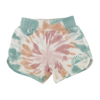 Tiny Whales Painted Desert Multi Tie Dye Dolphin Shorts, Tiny Whales, Made in the USA, Painted Desert Multi Tie Dye Embroidered Dolphin Shorts, Shorts, Tiny Whales, Tiny Whales Dolphin Shorts