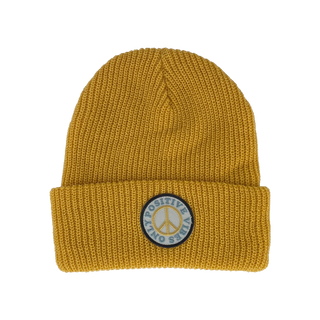 Tiny Whales Positive Vibes Vintage Gold Beanie, Tiny Whales, Beanie, cf-size-toddler-2-5y, cf-size-youth-6-12y, cf-type-hats, cf-vendor-tiny-whales, CM22, Tiny Whales, Tiny Whales Beanie, Tin