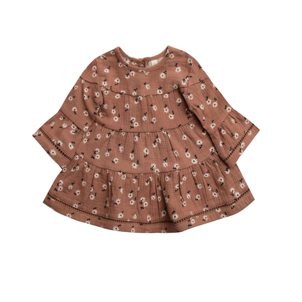 Quincy Mae Long Sleeve Belle Dress - Clay Ditsy | Basically Bows & Bowties