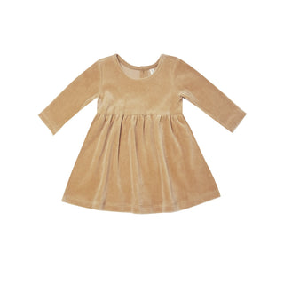 Quincy Mae Long Sleeve Velour Dress - Honey, Quincy Mae, cf-size-12-18-months, cf-size-18-24-months, cf-type-dress, cf-vendor-quincy-mae, Dress, Quincy Mae, Quincy Mae AW21, Quincy Mae Dress,