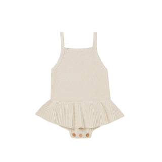 Quincy Mae Knit Ruffle Romper - Natural, Quincy Mae, Natural, Quincy Mae, Quincy Mae Knit Ruffle Romper, Quincy Mae SS23, Dress - Basically Bows & Bowties