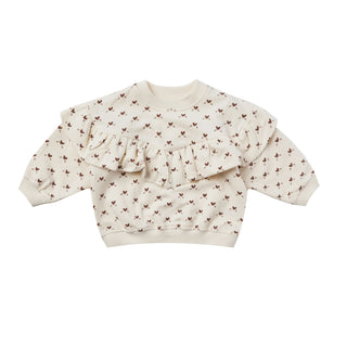 Quincy Mae Ruffle Fleece Sweatshirt - Hearts, Quincy Mae, Hearts, Quincy Mae, Quincy Mae AW22, Quincy Mae Fleece Sweatshirt, Quincy Mae Ruffle Fleece Sweatshirt, Shirts & Tops - Basically Bow