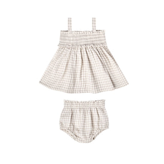 Quincy Mae Mae Smocked Top and Bloomer Set - Silver Gingham, Quincy Mae, cf-size-18-24-months, cf-size-3-6-months, cf-type-2pc-outfit, cf-vendor-quincy-mae, Mae Smocked Top and Bloomer Set, Q