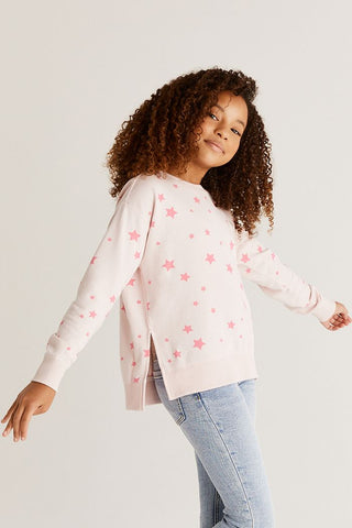 Z Supply Girls Star Modern Weekender - Pink, Z Supply, cf-size-large-12-14, cf-size-medium-10-12, cf-type-pullover, cf-vendor-z-supply, CM22, JAN23, Stars Pullover, Top, Tween Girl, tween gir