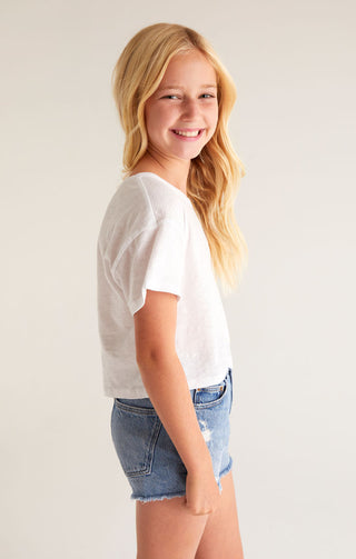 Z Supply Girls Nattie Tee - White, Z Supply, JAN23, Top, Tween Girl, tween girls, Tween Girls Clothing, Z Supply, Z Supply Girls, Z Supply Girls Nattie Tee, Z Supply Girls Nattie Tee - White,