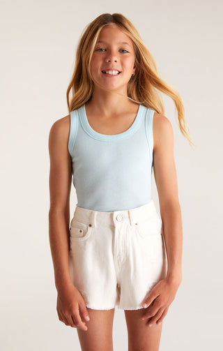 Z Supply Girls Oaklynn Rib Tank - Iced Turquoise, Z Supply, CM22, JAN23, Top, Tween Girl, tween girls, Tween Girls Clothing, Z Supply, Z Supply Girls, Z Supply Girls Iced Turquoise, Z Supply 