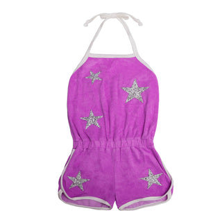 MIA New York Terry Sequin Star Romper - Purple, MIA New York, cf-size-4, cf-size-large-12, cf-type-tank-top, cf-vendor-mia-new-york, MIA, MIA New York, MIA New York Romper, Romper, Star, Star