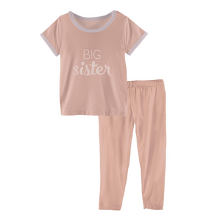 KicKee Pants Applique S/S Pajama Set - Blush Big Sister, KicKee Pants, Big Sister Pajama, cf-size-4t, cf-type-pajama-set, cf-vendor-kickee-pants, KicKee, KicKee Pants, KicKee Pants Applique S