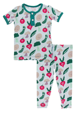 KicKee Pants Illusion Blue Happy Veggies S/S Henley Pajama Set, KicKee Pants, cf-size-2t, cf-size-3t, cf-size-4t, cf-size-5-years, cf-type-pajama-set, cf-vendor-kickee-pants, CM22, Illusion B