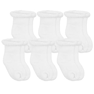 Kushies 6 Pack Terry Newborn Sock Set - White, Kushies Baby, Baby Socks, Baby SocksNebworn Socks, cf-type-socks, cf-vendor-kushies-baby, Kushie Baby, Kushies, Kushies 6 Pack Terry Newborn Soc