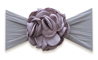 Baby Bling Silk Ruffle Flower Headband - Grey, Baby Bling, Baby Baby Bling Headbands, Baby Bling, Baby Bling Flower Headband, Baby Bling Grey, Baby Bling Grey Silk Ruffle Flower Headband, Bab