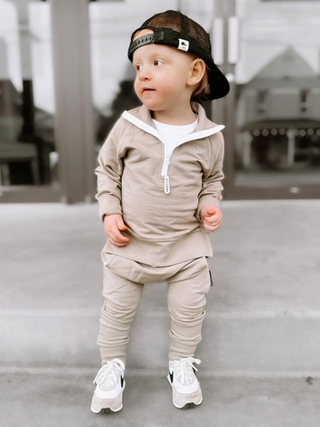 Little Bipsy Zip Pullover - Sand, Little Bipsy Collection, CM22, JAN23, LBSS22, Little Bipsy, Little Bipsy Collection, Little Bipsy Pullover, Little Bipsy Sand, Little Bipsy Zip Pullover, San