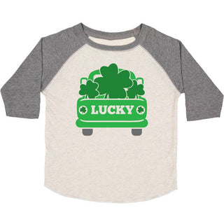 Sweet Wink Lucky Truck L/S Shirt - Natural / Heather, Sweet Wink, cf-size-4t, cf-type-tee, cf-vendor-sweet-wink, Long Sleeve Shirt, Lucky Truck, Shamrock, St Patrick's Day, St Patrick's Day T