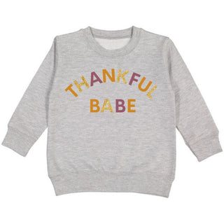 Sweet Wink Thankful Babe Sweatshirt - Gray, Sweet Wink, cf-size-2t, cf-size-3t, cf-size-4t, cf-size-5-6y, cf-size-7-8y, cf-type-tee, cf-vendor-sweet-wink, Sweet Wink, Thankful Babe, Thanksgiv