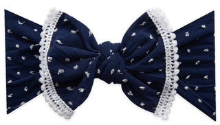 Baby Bling Navy Shabby Dot Mini Pom Trimmed Knot Headband, Baby Bling, Baby Baby Bling Headbands, Baby Bling, Baby Bling Bows, Baby bling Mini Pom Trim, Baby Bling Navy Shabby Dot, Baby Bling