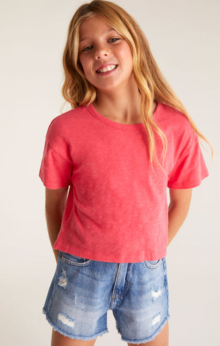 Z Supply Girls Nattie Tee - Strawberry, Z Supply, JAN23, Top, Tween Girl, tween girls, Tween Girls Clothing, Z Supply, Z Supply Girls, Z Supply Girls Nattie Tee, Z Supply Girls Nattie Tee - S