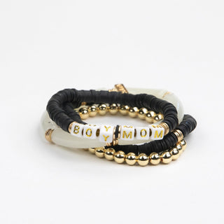 Le La Lo Boy Mom Tubular Beaded Bracelet Set - Ladies Black, LE LA LO, Boy Mom, Bracelet, Bracelets, cf-type-bracelets, cf-vendor-le-la-lo, Jewelry, LE LA LO, Le La Lo Boy Mom Tubular Beaded 