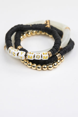 Le La Lo Boy Mom Tubular Beaded Bracelet Set - Ladies Black, LE LA LO, Boy Mom, Bracelet, Bracelets, cf-type-bracelets, cf-vendor-le-la-lo, Jewelry, LE LA LO, Le La Lo Boy Mom Tubular Beaded 