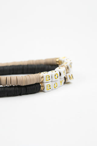 Le La Lo Boy Mom Tubular Beaded Bracelet Set - Ladies Black, LE LA LO, Boy Mom, Bracelet, Bracelets, cf-type-bracelets, cf-vendor-le-la-lo, Jewelry, LE LA LO, Le La Lo Boy Mom Tubular Beaded 