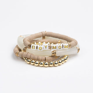 Le La Lo Boy Mom Tubular Beaded Bracelet Set - Ladies Taupe, LE LA LO, Boy Mom, Bracelet, Bracelets, Jewelry, LE LA LO, Le La Lo Boy Mom Tubular Beaded Bracelet Set, LE LA LO Bracelet, Mini B