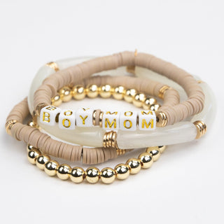 Le La Lo Boy Mom Tubular Beaded Bracelet Set - Ladies Taupe, LE LA LO, Boy Mom, Bracelet, Bracelets, Jewelry, LE LA LO, Le La Lo Boy Mom Tubular Beaded Bracelet Set, LE LA LO Bracelet, Mini B