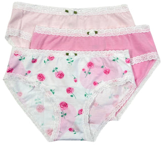 Esme Rose 3pc Panty Set, Esme, Els PW 8598, esme, Esme Panty Pack, esme Panty Set, girls underwear, Made in the USA, Panty pack, Panty Set, Rose, underwear, Girls Underwear - Basically Bows &