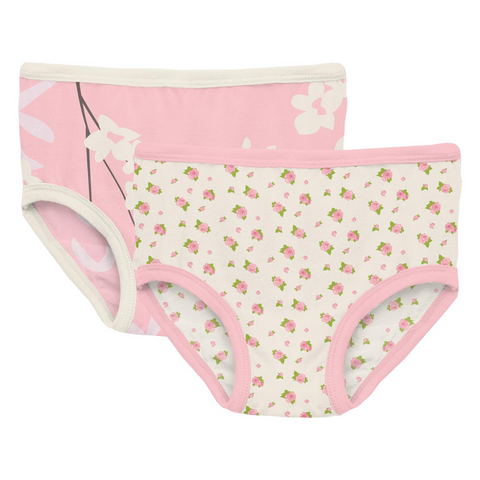 KicKee Pants Lotus Origami Crane & Natural Japanese Cherry Tree Girls  Underwear Set