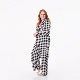 KicKee Pants Midnight Holiday Plaid Women's L/S Collared Pajama Set, KicKee Pants, All Things Holiday, cf-size-large, cf-type-womens-pajama-set, cf-vendor-kickee-pants, CM22, Jolly Holiday Sa