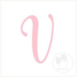 Medium White w/Light Pink Monogram Hair Bow on Clippie, Wee Ones, Alligator Clip, Alligator Clip Hair Bow, cf-type-hair-bow, cf-vendor-wee-ones, Clippie, Grosgrain, Hair Bow, Initial, Initial