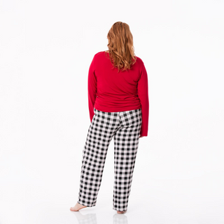 KicKee Pants Midnight Holiday Plaid Women's L/S Loosey Goosey Tee & Pant Set, KicKee Pants, All Things Holiday, cf-size-large, cf-size-xlarge, cf-type-womens-pajama-set, cf-vendor-kickee-pant