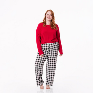 KicKee Pants Midnight Holiday Plaid Women's L/S Loosey Goosey Tee & Pant Set, KicKee Pants, All Things Holiday, cf-size-large, cf-size-xlarge, cf-type-womens-pajama-set, cf-vendor-kickee-pant