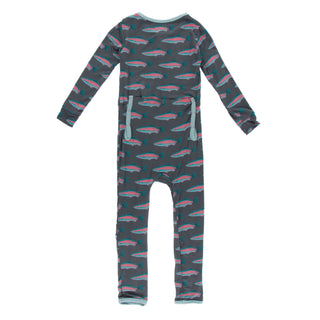 KicKee Pants Stone Rainbow Trout Coverall with Zipper, KicKee Pants, Coverall, Coverall with Zipper, Coveralls, Fitted Coverall, KciKee Coverall, KicKee, KicKee Coverall, KicKee Pants, KicKee